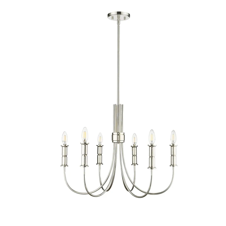 Polished Nickel Six Light Chandelier from the Potiss Collection