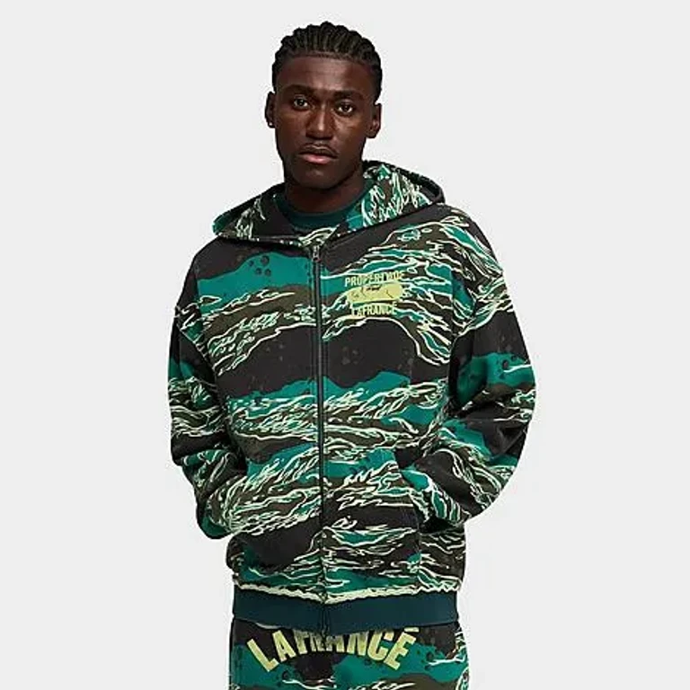 Men's Puma x LaMelo Ball LaFrancé Supply Allover Print Full-Zip Hoodie in Green Terrain/Allover Print Size: Small
