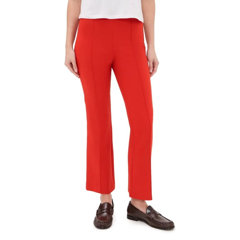 Vince Mid Rise Pintuck Crop Flare Pants Oxblood XXS