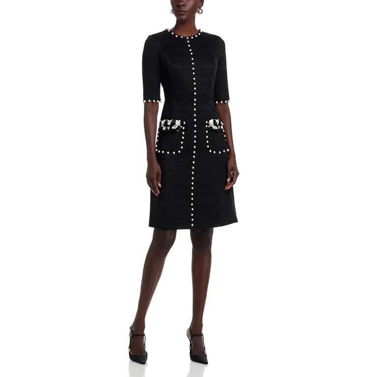 Teri Jon by Rickie Freeman Boucle Embellished Dress