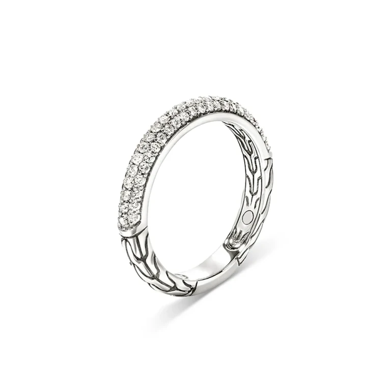 John Hardy Sterling Silver Jh Essentials Pave Diamond Band Ring, 0.60 tcw