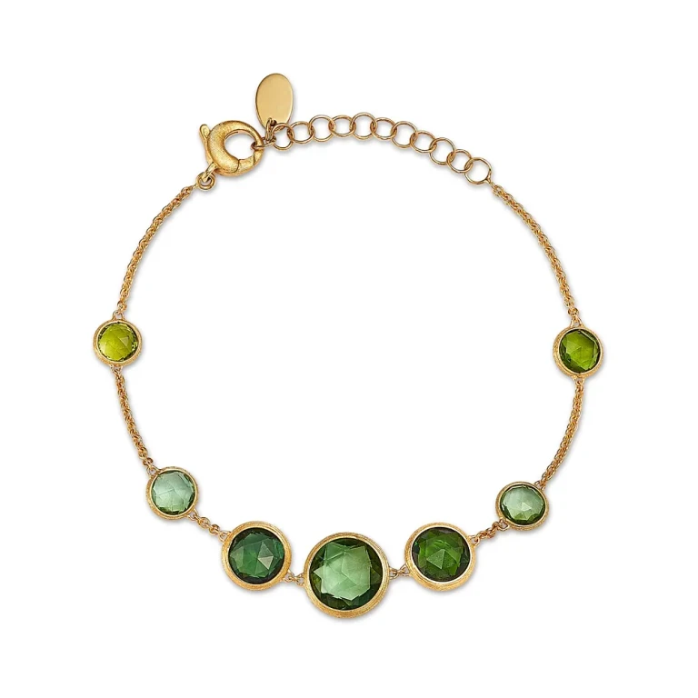 Marco Bicego 18K Yellow Gold Jaipur Color Green Tourmaline Bezel Bracelet - Exclusive