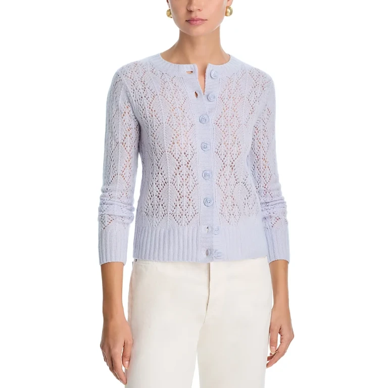 100% Cashmere Crewneck Cardigan Sweater - Exclusive