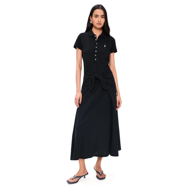 Wrap Tie Polo Dress Polo Black XS