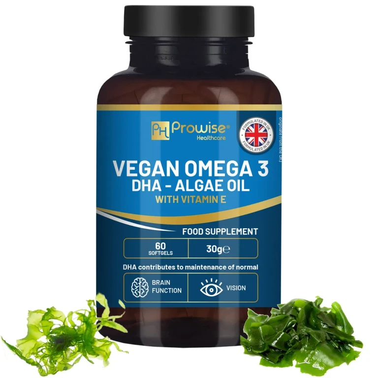 Prowise Vegan Omega-3 DHA from Algae Oil | 60 Softgels with Vitamin E | 400mg DHA + 10mg Vitamin E | 100% Plant-Based | Supports Brain, Eye, and