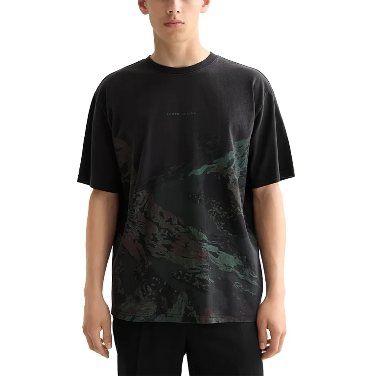 Scotch & Soda Loose Fit Over Dyed Graphic Tee