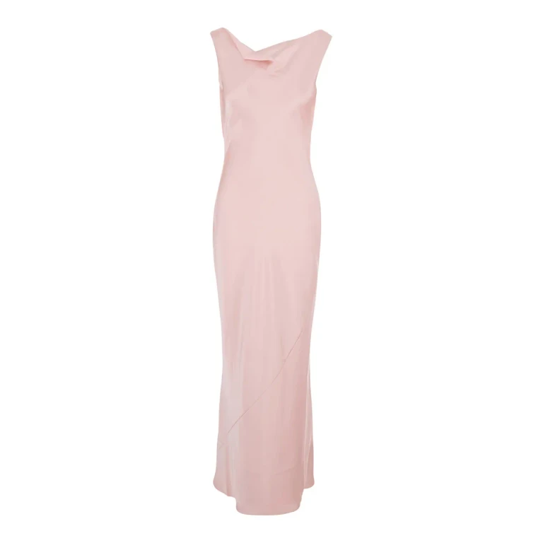 Norma Kamali Pink Long Sleeveless Dress With Back Neckline In Tech Fabric For Women