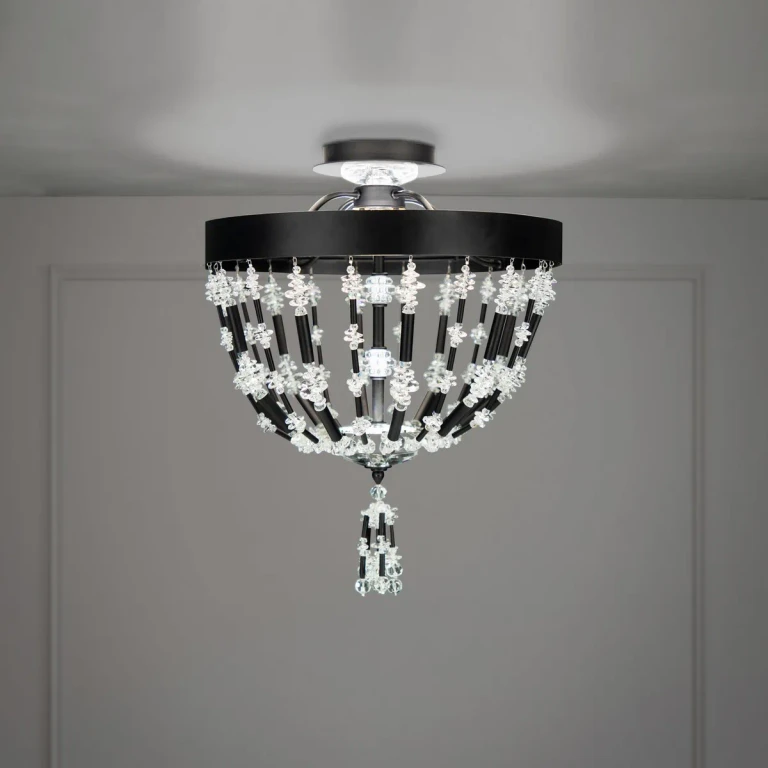 Bali LED Semi-Flush Ceiling Light in Antique Silver