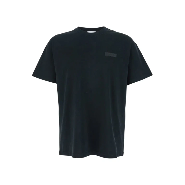 Hugo Boss Black T-shirt With Logo Patch On The Front In Cotton For Men