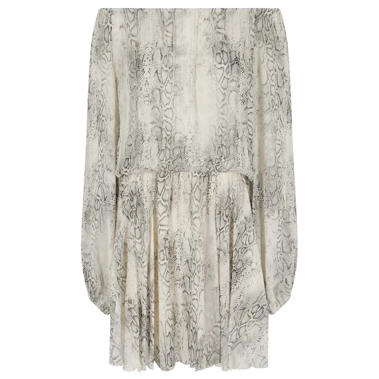 Federica Tosi Abito Corto In Georgette Stampa Pitone Nude & Neutrals Viscosa Fodera: Poliestere - Women