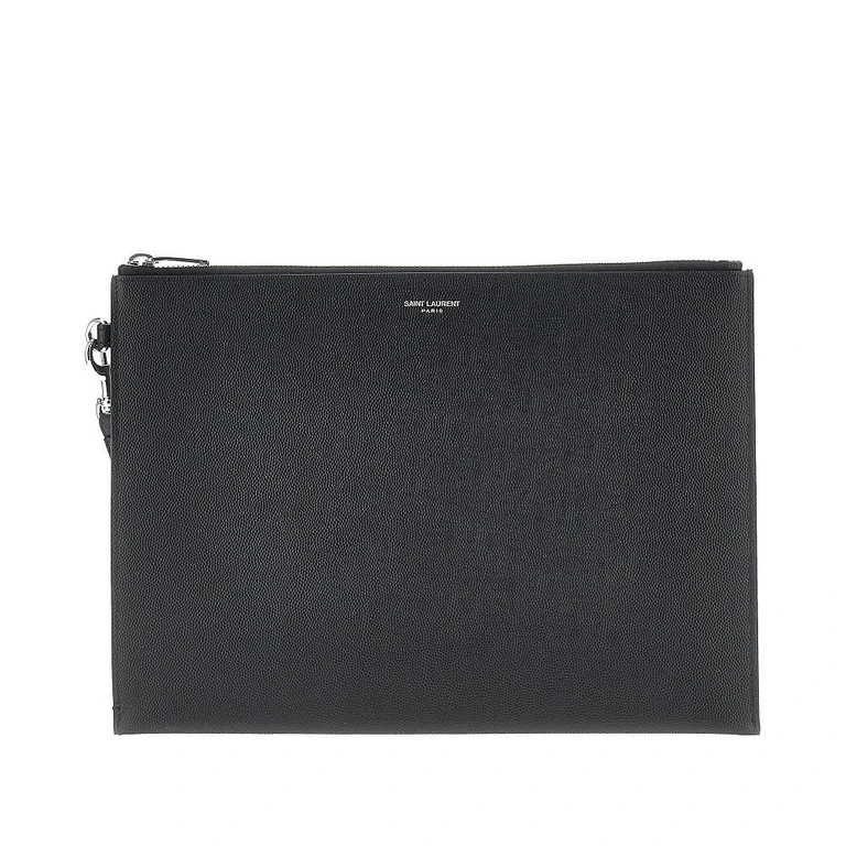 SAINT LAURENT Grain de poudre leather tablet holder pouch Man One Size