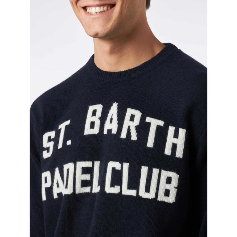 MC2 Saint Barth Crewneck Sweater Heron With St. Barth Padel Club Jacquard