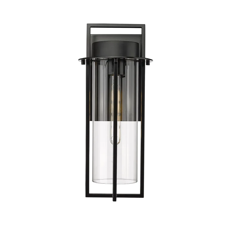 Powder Coated Black One Light Outdoor Wall Sconce from the Russell Collection