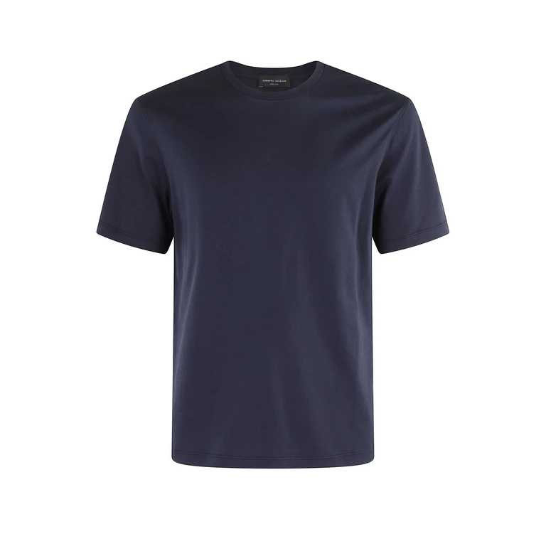 Roberto Collina Girocollo Blue Cotton Maglia - Men