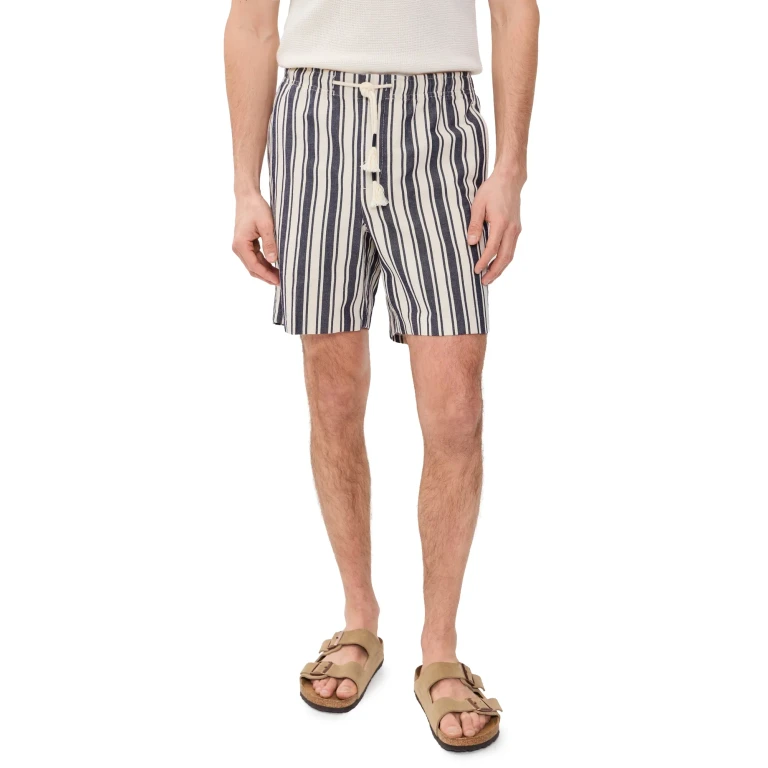 Orlebar Brown 帆布条纹 Alex 短裤 Shore Blue/Chai 32