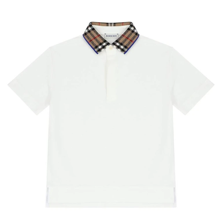 Burberry Kids Johane Check Collar Polo Shirt