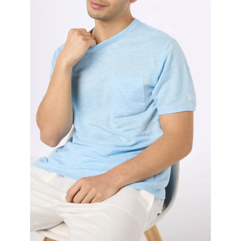 MC2 Saint Barth Ecstasea Light Blue Linen Jersey T-shirt
