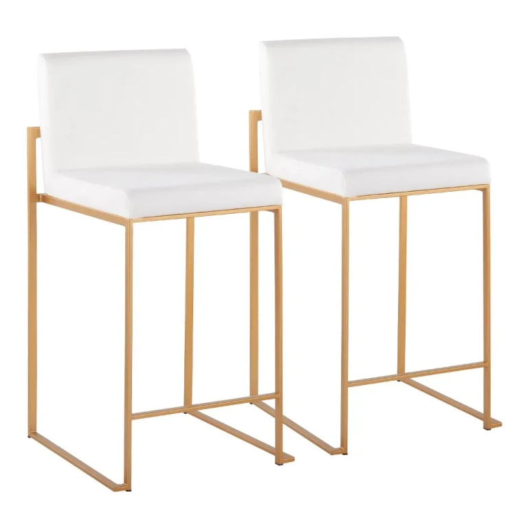 Fuji High Back Gold & Black Velvet Counter Stools, Set of 2