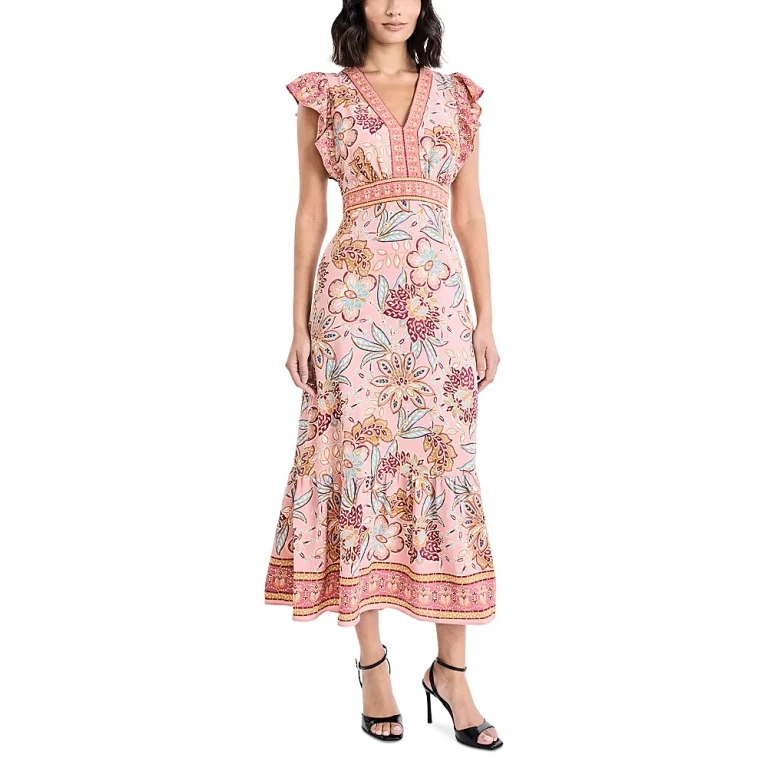 Donna Morgan V Neck Flutter Sleeve Dress