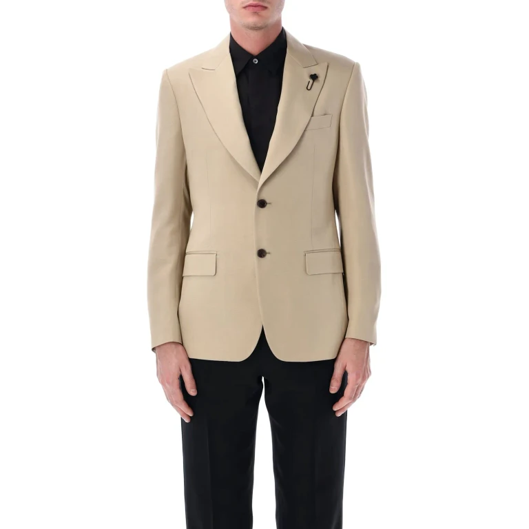 Slim Fit Single-Breasted Blazer in Viscose and Silk with Peak Lapels (PA6929EPAIF66418200)