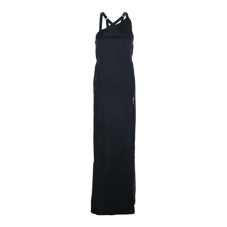 The Attico Black Long Sleeveless Dress With Crossed Adjustable Straps And Open Back In Viscose For Women