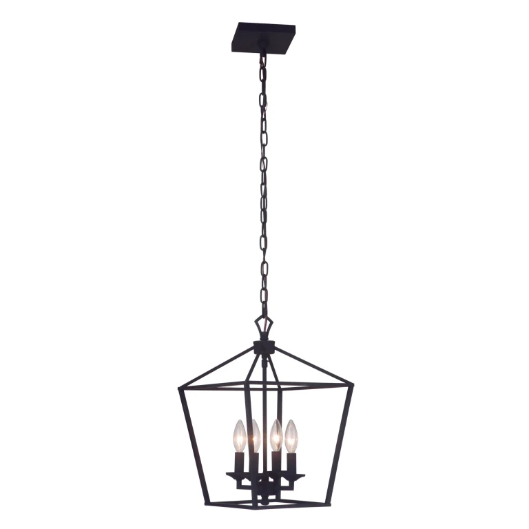 Flat Black Four Light Foyer Pendant from the Flynt Collection