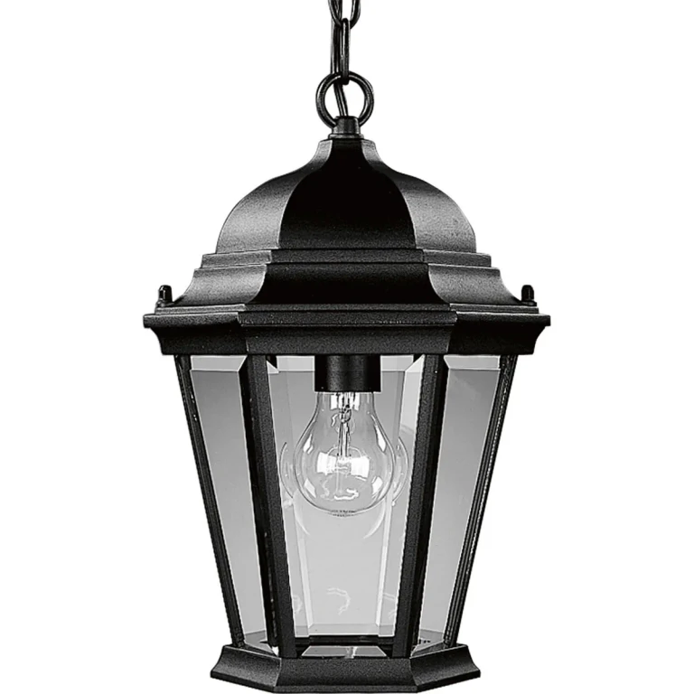 Textured Black One Light Hanging Lantern from the Welbourne Collection