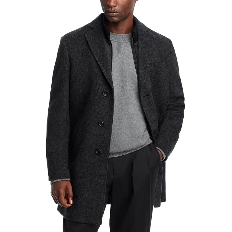 Cardinal Of Canada Wool-Cashmere Regular Fit Topcoat With Bib