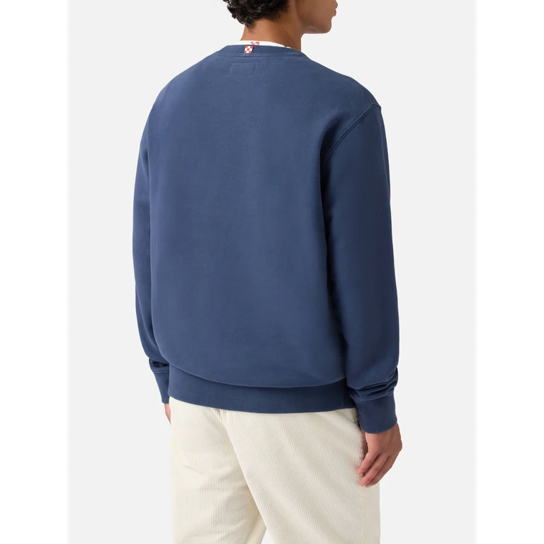 Mc2 Saint Barth Soho Cotton Sweatshirt Navy Blue With St. Barth Embroidery - Men