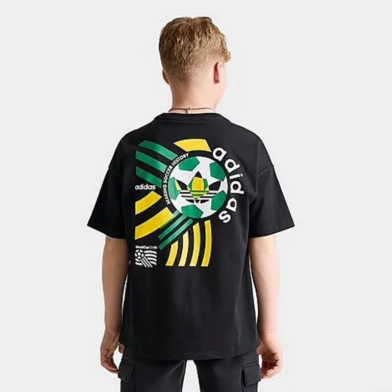 adidas Big Kids Originals FIFA World Cup Archive Poster Graphic T-Shirt in Black Size: XS