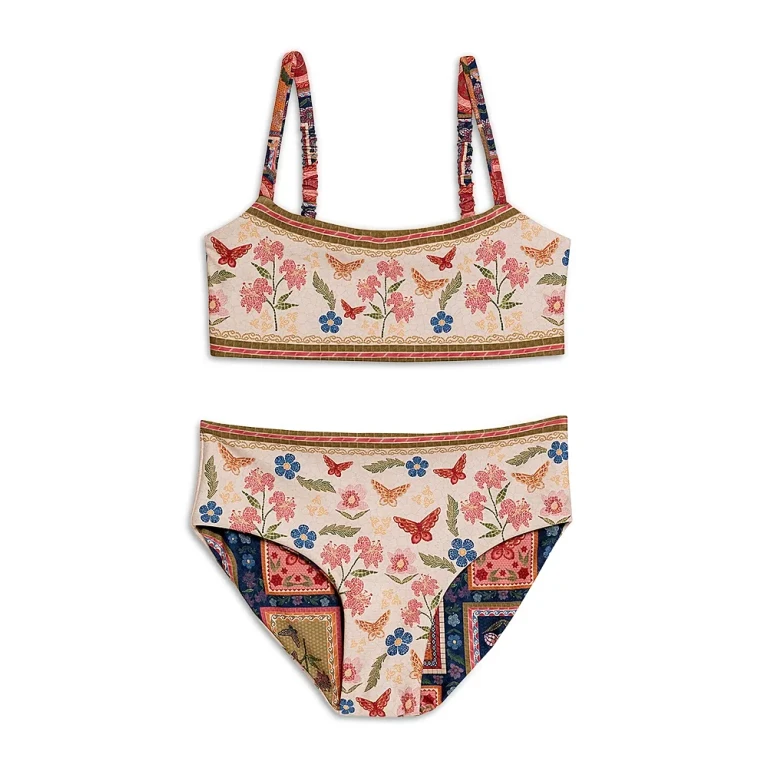 Agua Bendita Girls' Sky Fiore Reversible Two Piece Swimsuit - Little Kid, Big Kid
