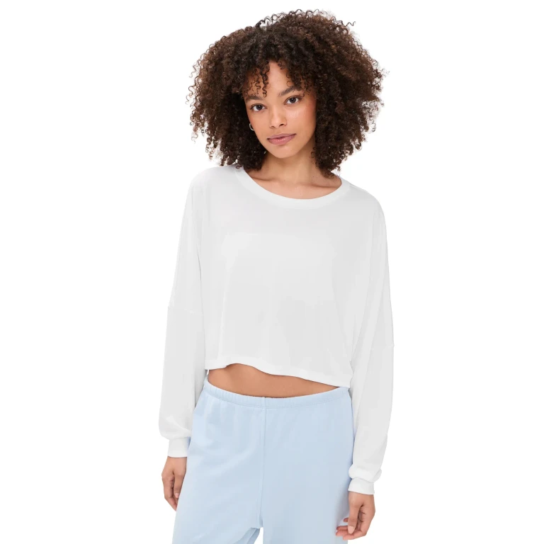 Beyond Yoga Studio Luxe Cropped Long Sleeve Tee White XL