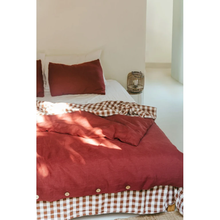 Linen duvet cover in Terracotta
