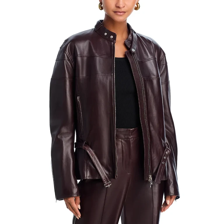 Helmut Lang Leather Moto Bomber Jacket