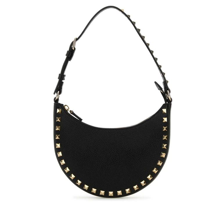 Valentino Garavani Black Leather Rockstud Handbag 0no Borse A Mano - Women