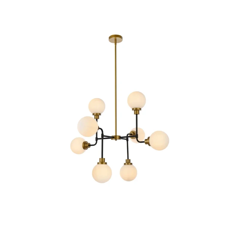 Black and Brass Eight Light Pendant from the Hanson Collection