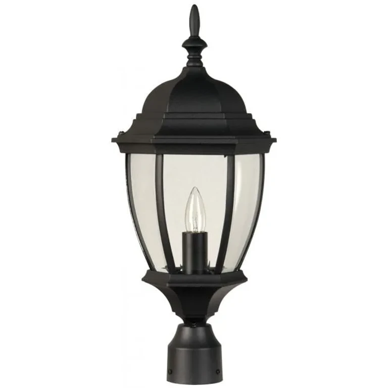 Textured Black One Light Post Mount from the Bent Glass Cast Collection