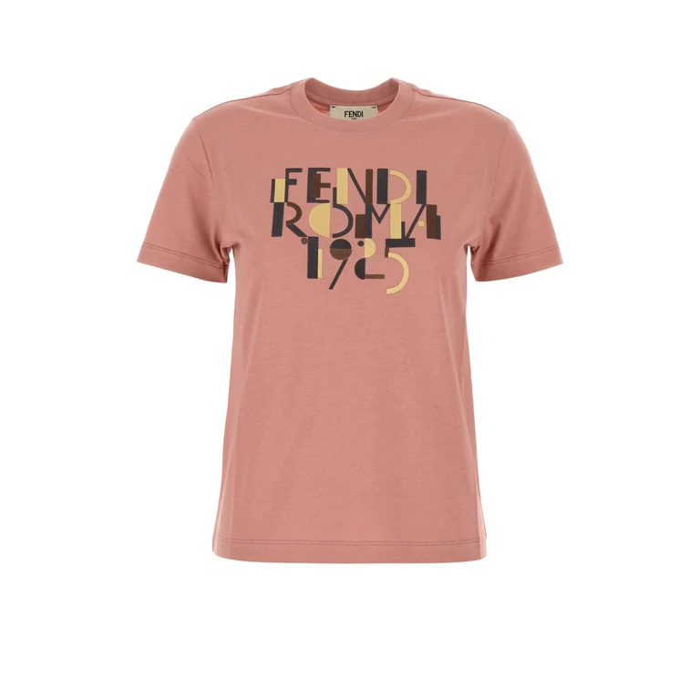 Fendi Dark Pink Cotton T-Shirt Blush-25 Exterior - Women