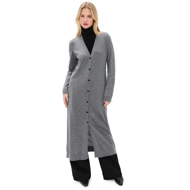 Theory Lang Wollen Vest Lichtgrijs M