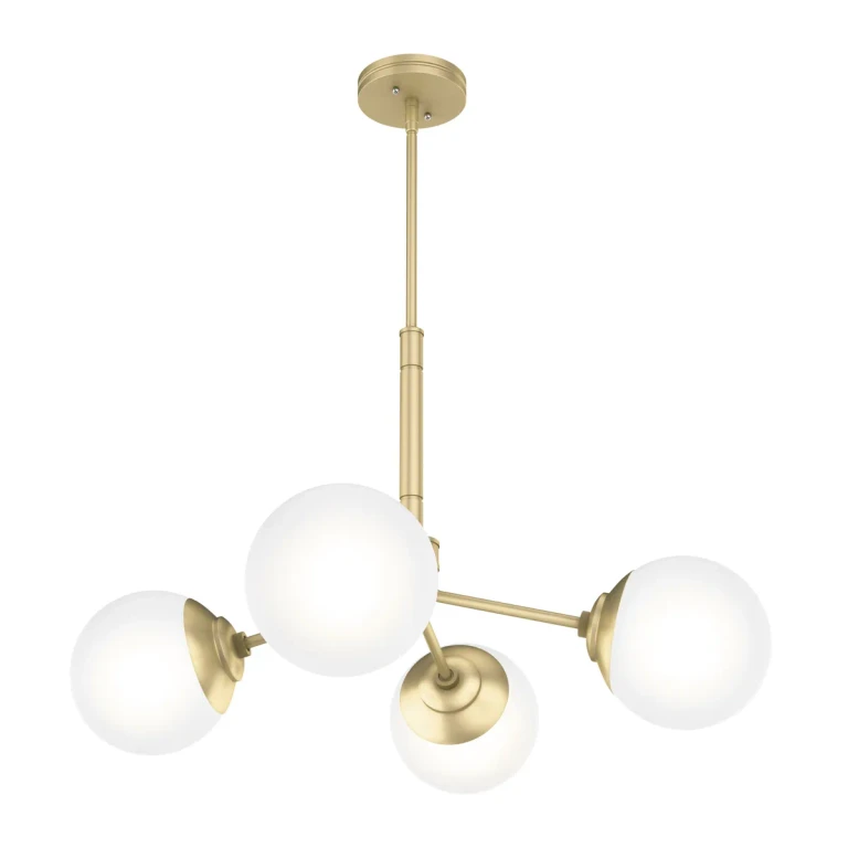 Modern Brass Four Light Chandelier from the Hepburn Collection