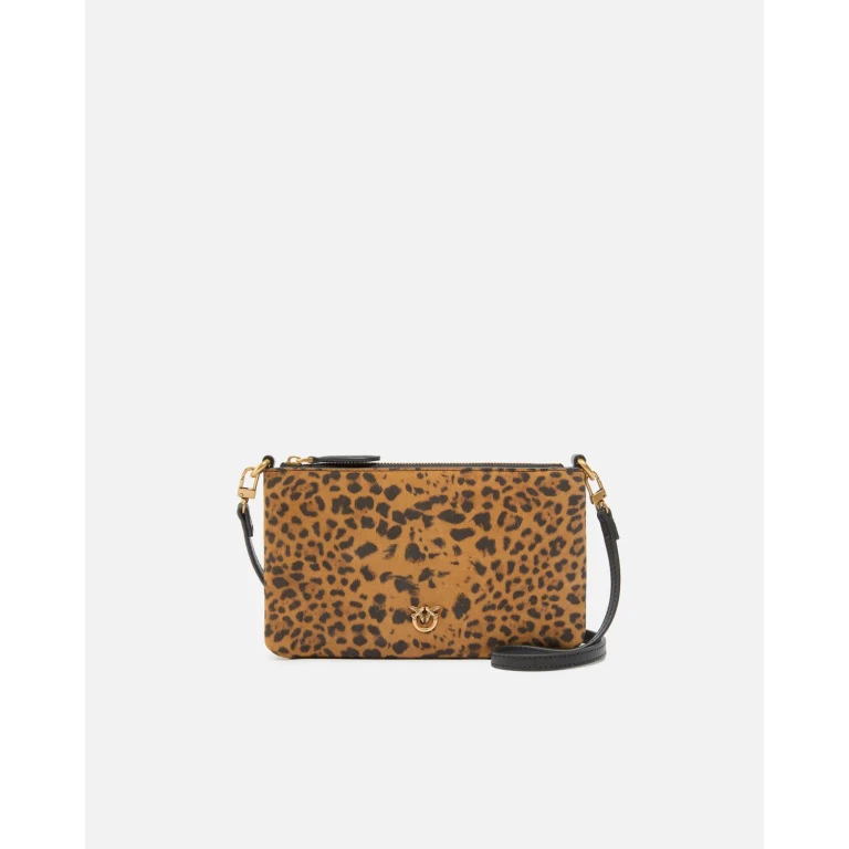 Pinko - Petite pochette à bandoulière en daim léopard