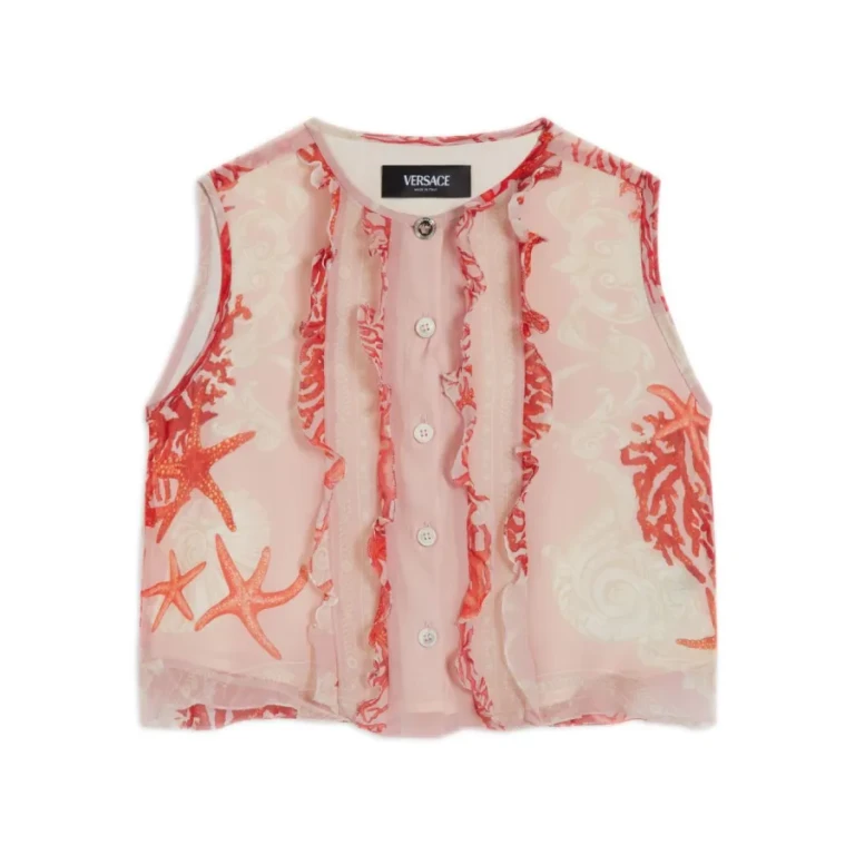 Young Versace Kids Medusa Head-Motif Round Neck Silk Shirt