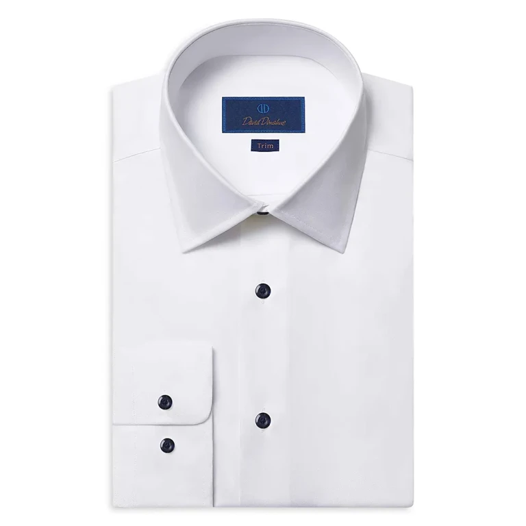 David Donahue Super Fine Twill Trim Fit Dress Shirt