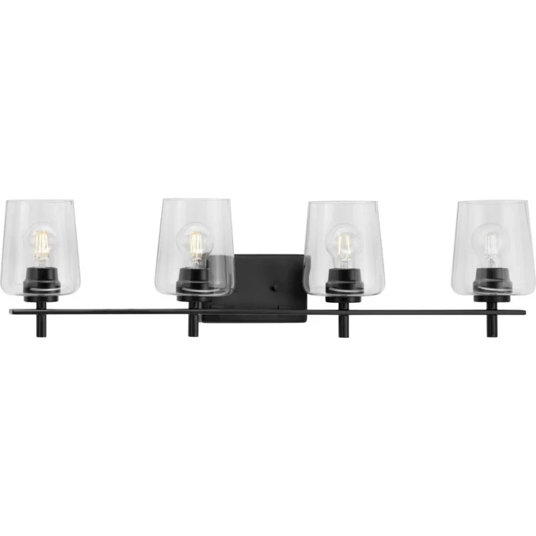 Matte Black Four Light Bath Vanity from the Calais Collection