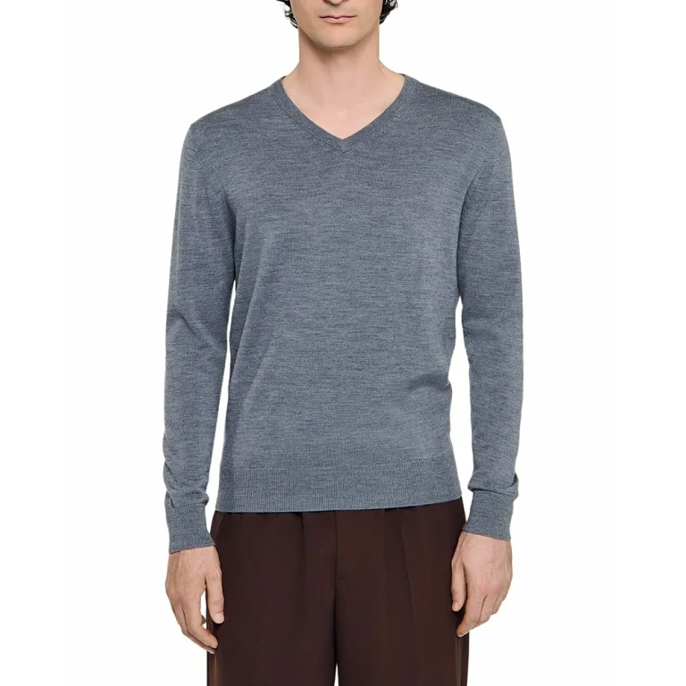 Sandro Merino Wool V-Neck Sweater