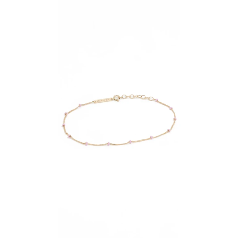Zoe Chicco 14k Enamel Satellite Chain Anklet Pink One Size