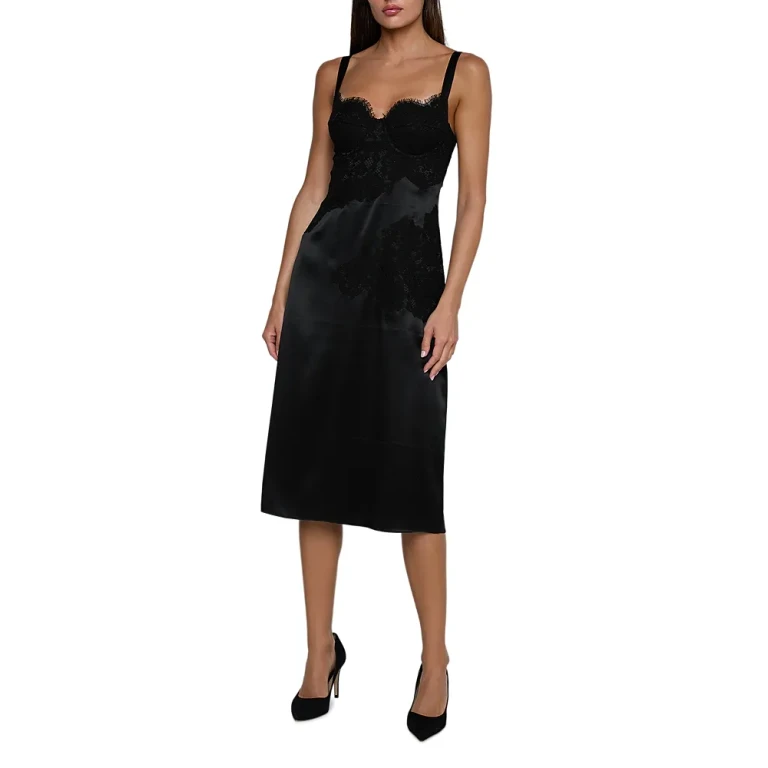 L'Agence Fenna Silk Lace Applique Dress