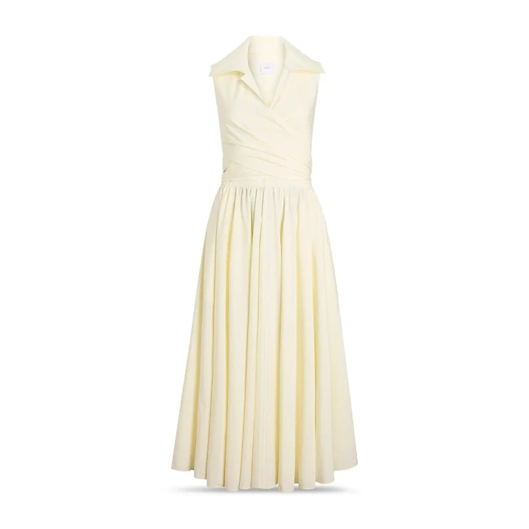 Patou Striped Draped Midi Dress