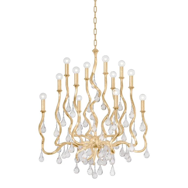 Gold Leaf 12 Light Chandelier from the Aveline Collection