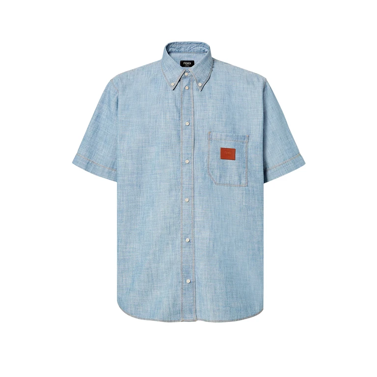 Fendi Shirts Blue Cotone - Men